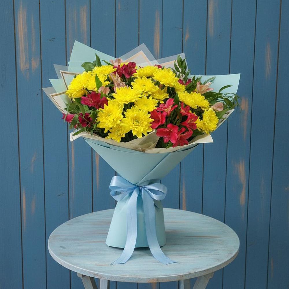 Букет цветов из: Альстромерии и Хризантемы в Курсавке