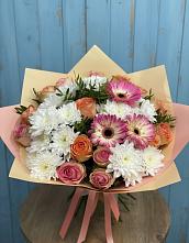 Букет цветов из:  Розы, Герберы и Хризантемы в Курсавке