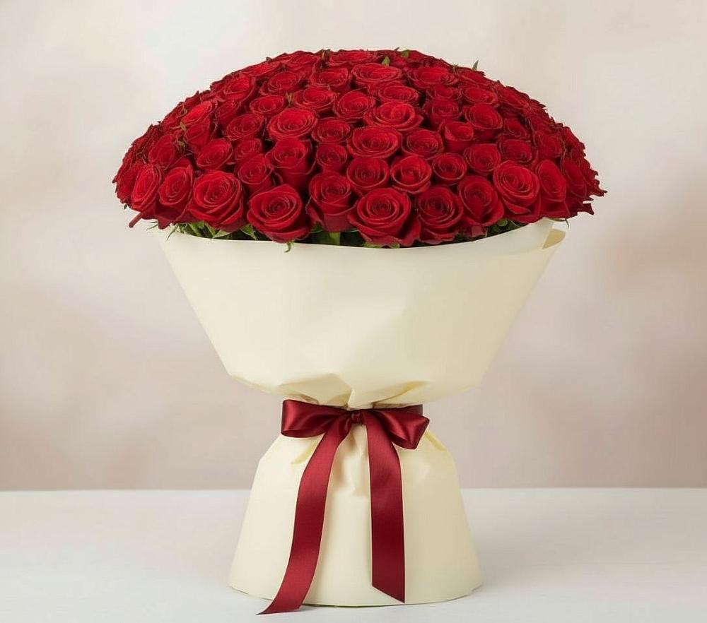 Букет 101 Красная роза Милано в Курсавке