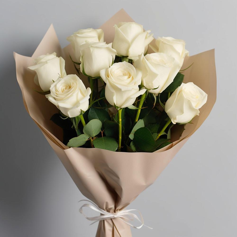 Букет 9 Белых роз Эдлесс Лав в Курсавке