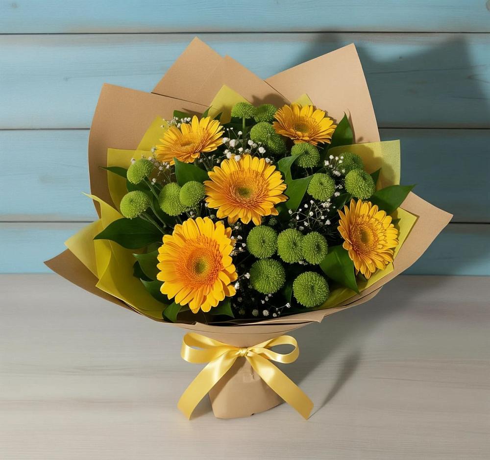 Букет цветов из: Герберы и Хризантемы в Курсавке