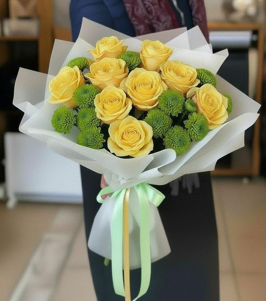 Букет цветов из: Хризантемы и Розы в Курсавке