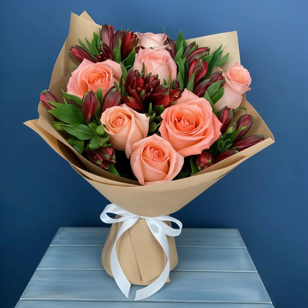 Букет цветов из: Розы и Альстромерии в Курсавке