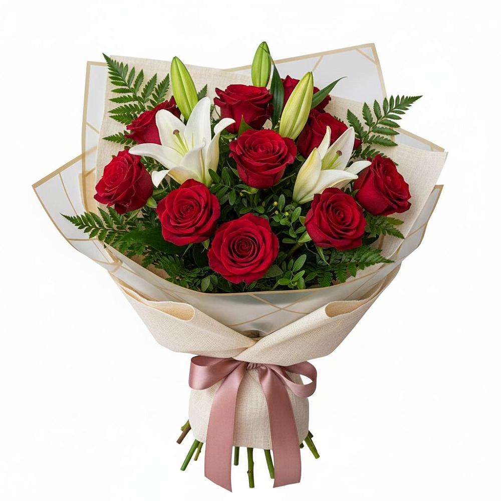 Букет цветов из: Лилии и Розы в Курсавке