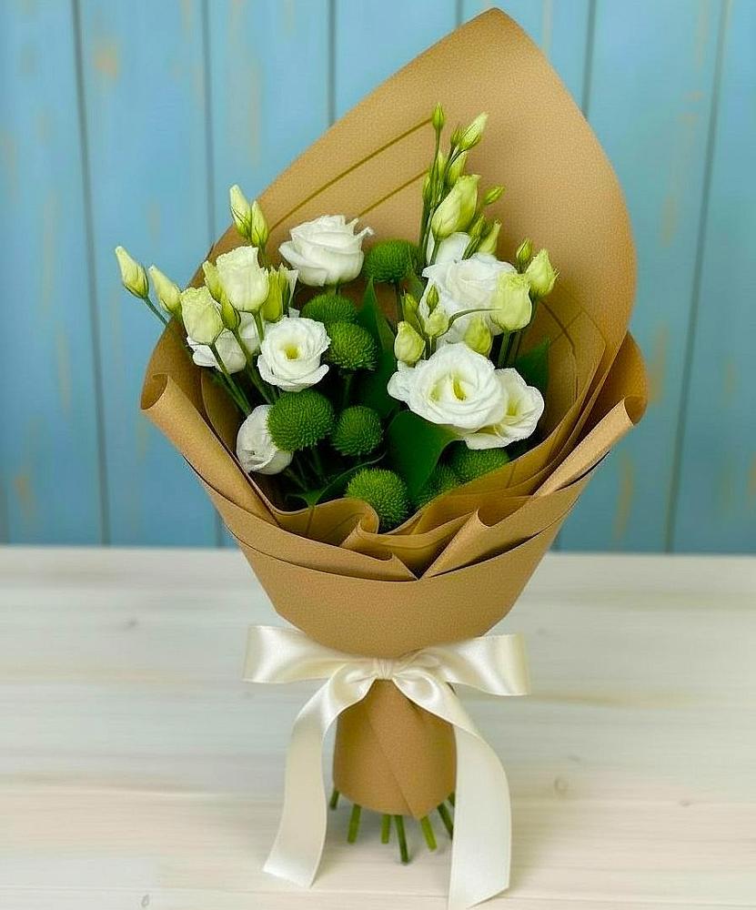 Букет цветов из: Хризантемы и Лизиантусы в Курсавке