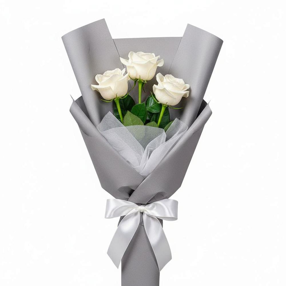 Букет 3 белые розы в Курсавке