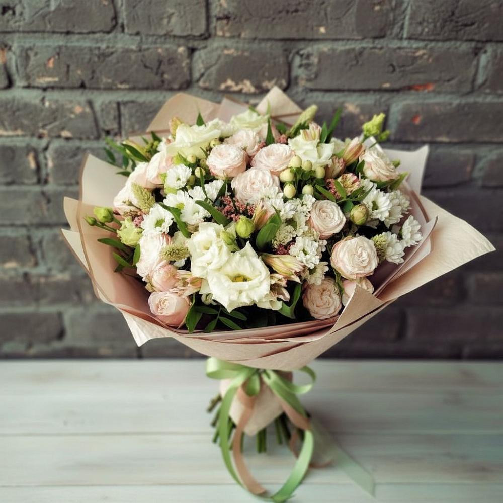 Букет цветов из: Альстромерии, Розы и Хризантемы в Курсавке