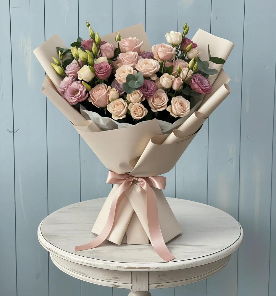 Букет цветов из: Розы и Лизиантусы в Курсавке