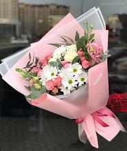 Букет цветов из:  Розы, Лизиантусы и Хризантемы в Курсавке