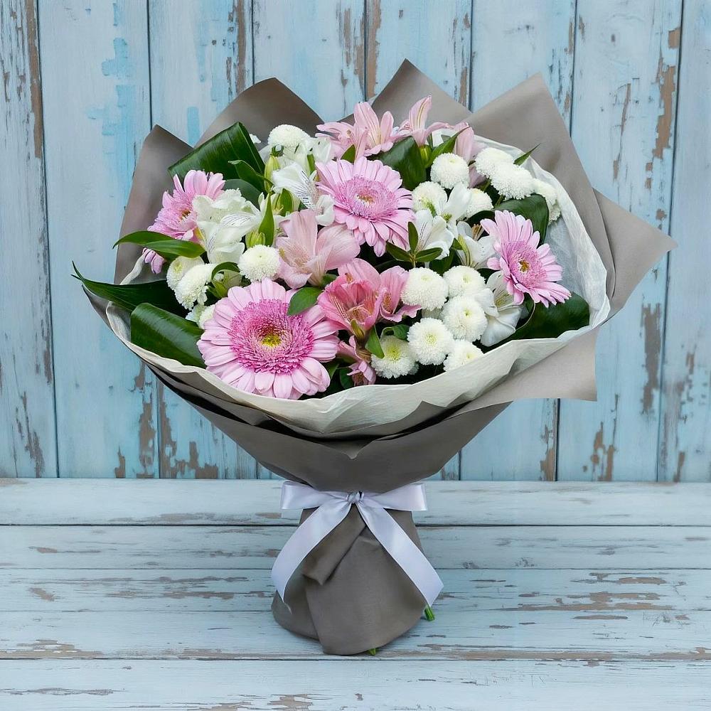 Букет цветов из: Герберы, Альстромерии и Хризантемы в Курсавке