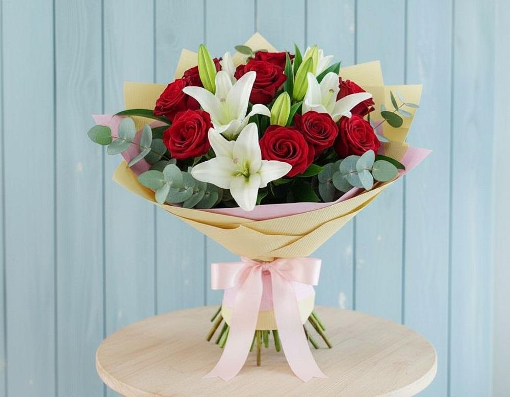 Букет цветов из: Лилии и Розы в Курсавке